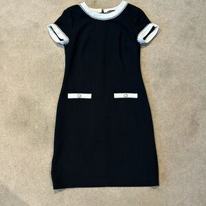 Karl Lagerfeld black and white midi dress with pearl embellishment